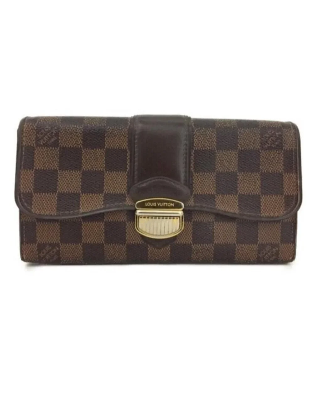 Authentic Louis Vuitton Sistina Bifold Long Wallet Damier Ebene Brown